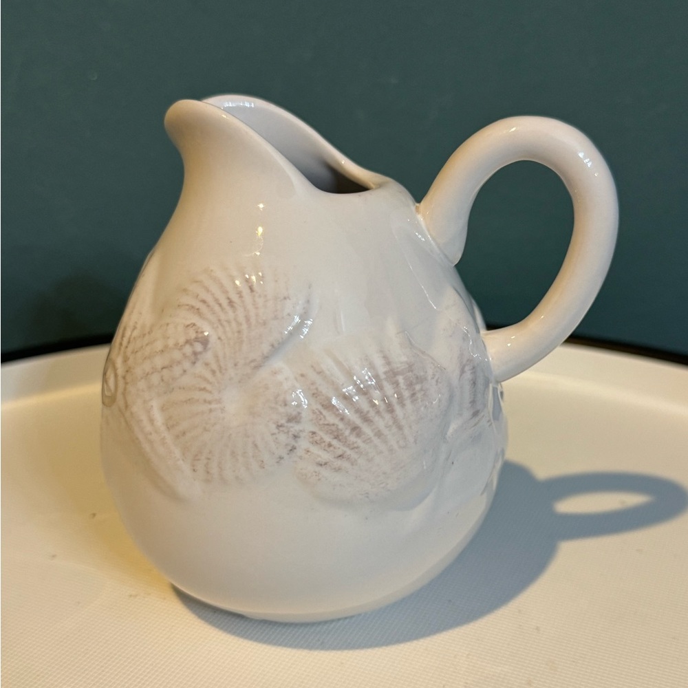Blue Sky Seashell Menagerie Creamer in white